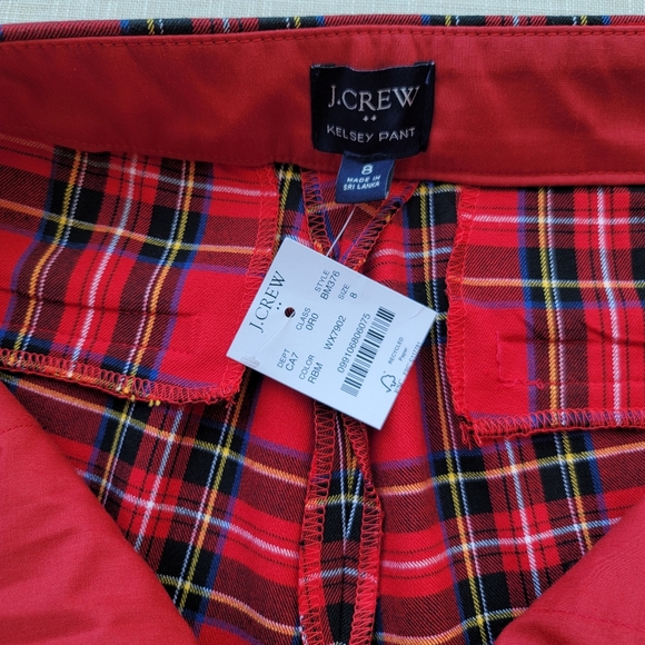 New! J. Crew sz 8 Red Tartan Plaid Kelsey Crop Flare Pants NWT - Picture 2 of 10